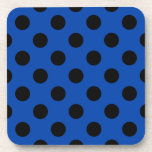 Posavasos Pos de polka negro sobre azul real<br><div class="desc">Pos de polka negro sobre azul real</div>