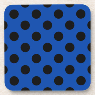 Posavasos Pos de polka negro sobre azul real