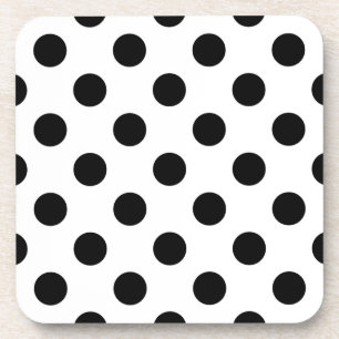Posavasos Pos de polka negro sobre blanco