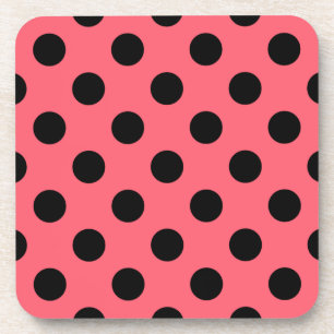 Posavasos Pos de polka negro sobre el coral