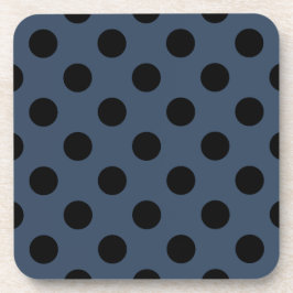 Posavasos Pos de polka negro sobre gris-azul