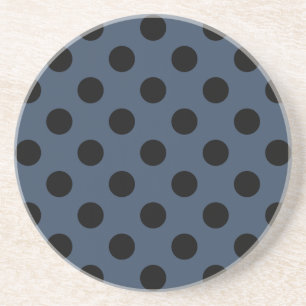 Posavasos Pos de polka negro sobre gris-azul