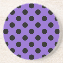 Posavasos Pos de polka negro sobre lavanda