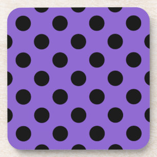 Posavasos Pos de polka negro sobre lavanda
