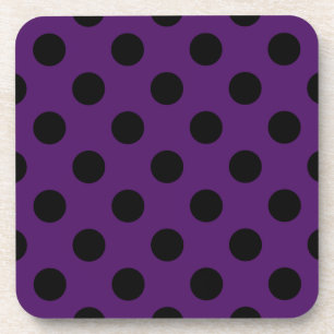 Posavasos Pos de polka negro sobre púrpura de ciruela