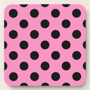 Posavasos Pos de polka negro sobre rosa