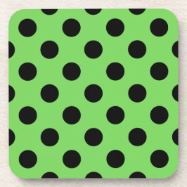 Posavasos Pos de polka negro sobre verde lima