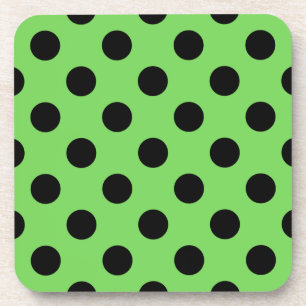Posavasos Pos de polka negro sobre verde lima
