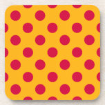 Posavasos Pos rojos de polka sobre amarillo<br><div class="desc">Pos rojos de polka sobre amarillo</div>
