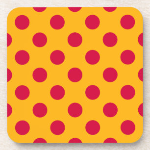 Posavasos Pos rojos de polka sobre amarillo