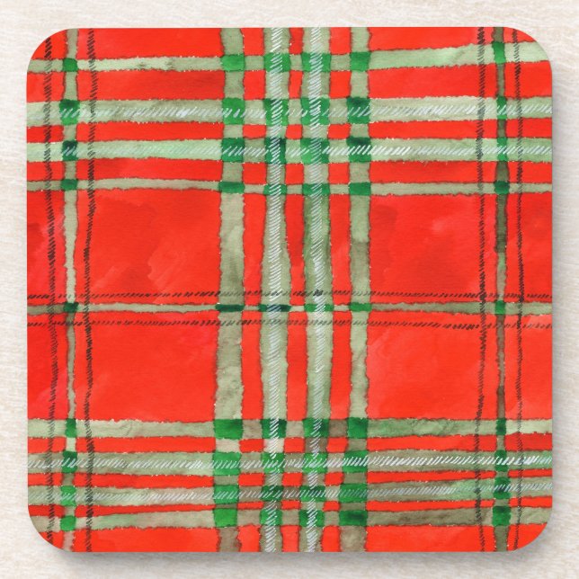 POSAVASOS POSA VASOS DE PLÁSTICO DURO TARTÁN ROJO SCOTT (Frente)