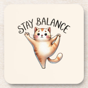 Posavasos Pose de yoga para gato - Balance de permanencia