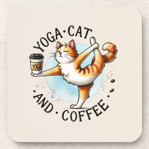Posavasos Pose de yoga para gato - Gato de yoga y café