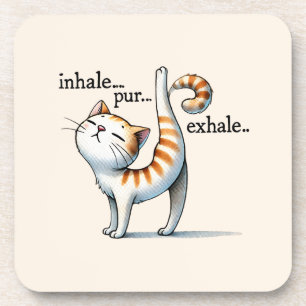Posavasos Pose de yoga para gato - Inhale - Pur - Exhale