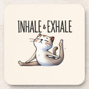 Posavasos Pose de yoga para gato - Inhale y exhale
