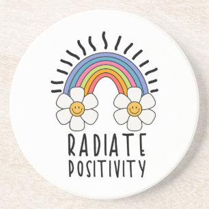 Posavasos Positividad de radiación Arcoiris y flores de co
