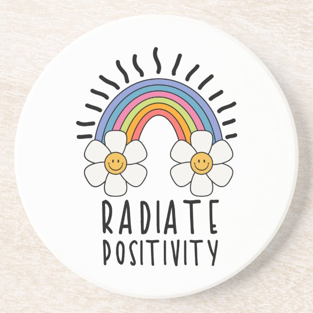 Posavasos Positividad de radiación | Arcoiris y flores de co (Frente)