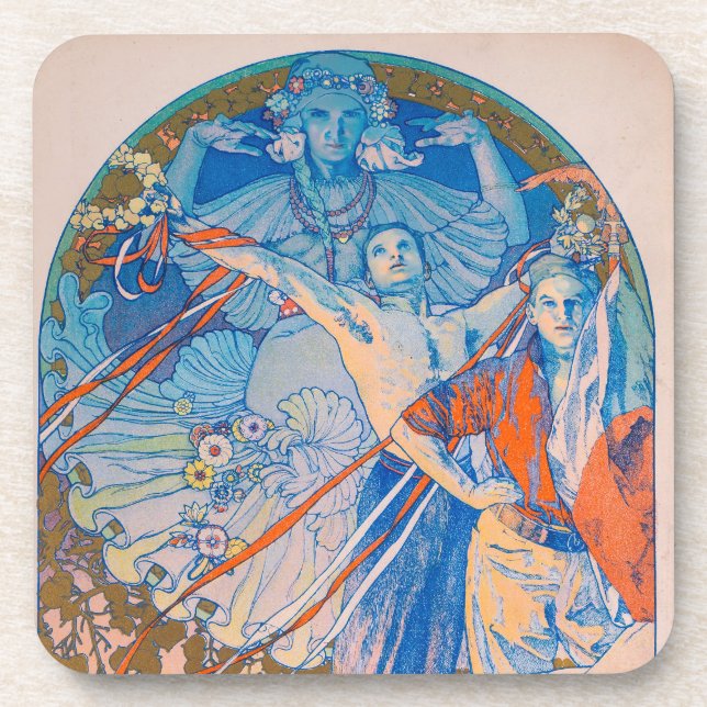 Posavasos Poster de Alphonse Mucha en el Festival Sokol (192 (Frente)