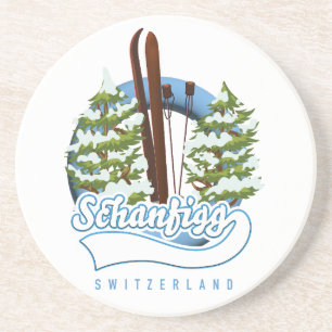 Posavasos Poster de esquí de Schanfigg Suiza