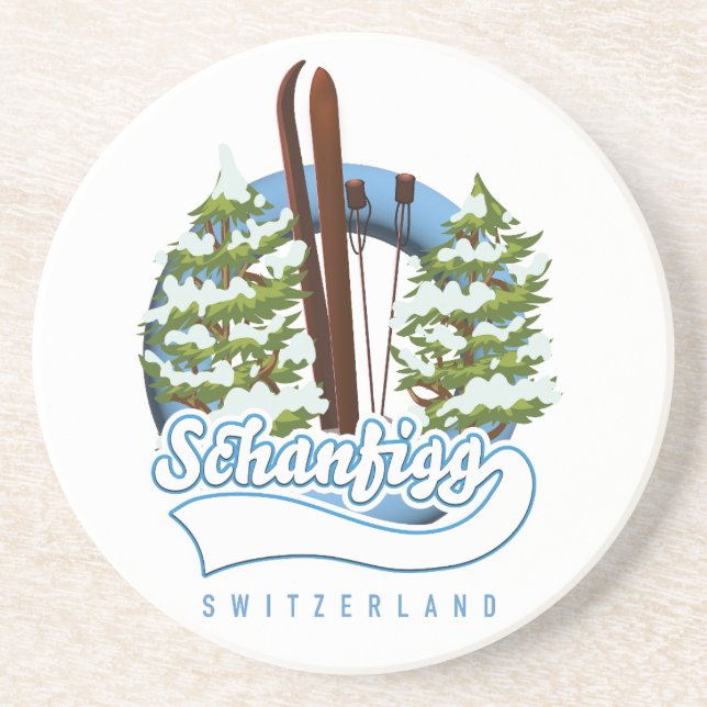 Posavasos Poster de esquí de Schanfigg Suiza (Frente)
