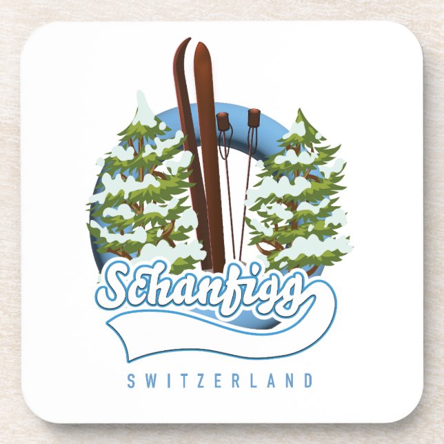 Posavasos Poster de esquí de Schanfigg Suiza (Frente)