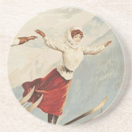 Posavasos Poster de esquí francés Chamonix Mont Blanc Vintag