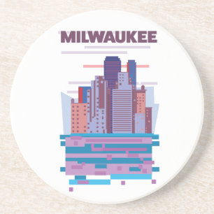 Posavasos Póster de viaje a Milwaukee