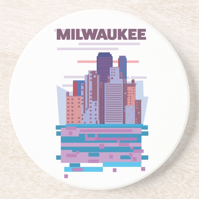 Posavasos Póster de viaje a Milwaukee (Frente)