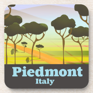 Posavasos Póster de viaje de Piamonte Italia