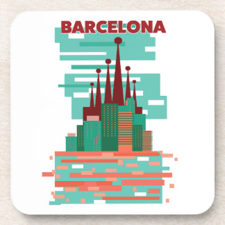 Posavasos Póster de viaje retro de Barcelona
