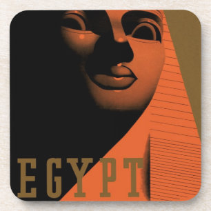 Posavasos Póster de viaje vintage con esfinge, Egipto, Áfric