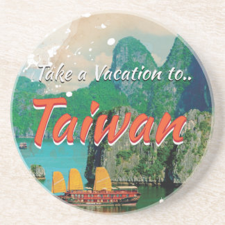 Posavasos Póster de viaje vintage de Taiwán