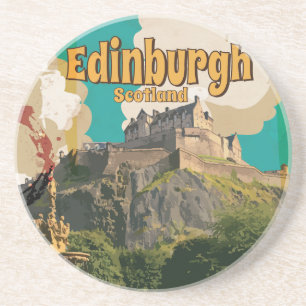 Posavasos Póster de viaje vintage Edimburgo, Escocia