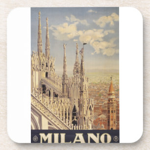 Posavasos Poster De Viajes Vintage De Catedral En Milán, Ita