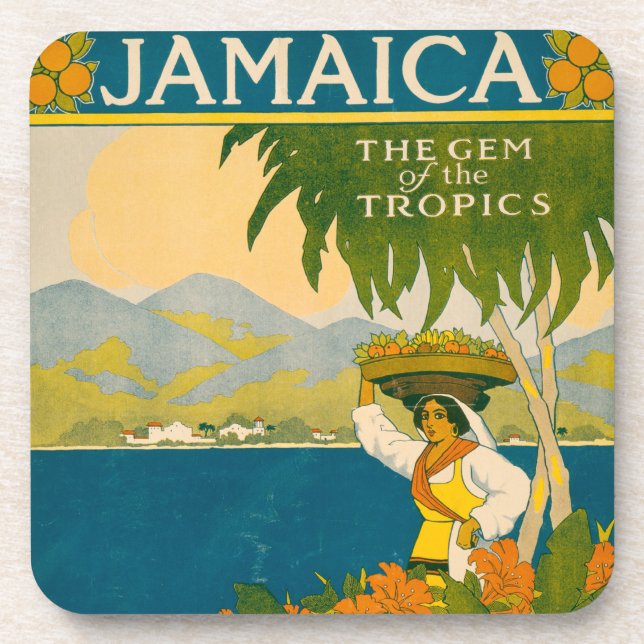 Posavasos Poster De Viajes Vintage Para Jamaica (Frente)