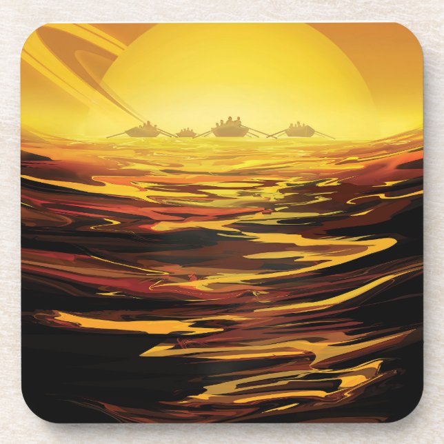 Posavasos Poster del Espacio Retro - La Luna más grande de S (Frente)