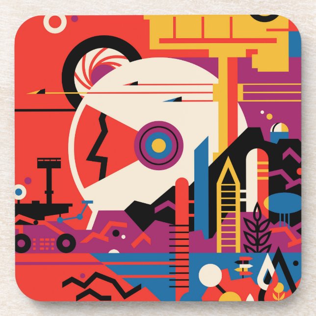 Posavasos Poster del Espacio Retro - Programa de Exploración (Frente)