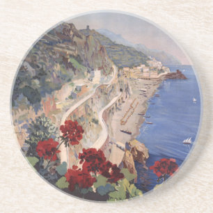 Posavasos Poster italiano del viaje del vintage de Amalfi