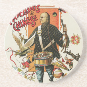Posavasos Póster Mágico Antiguo, Mago Chung Ling Soo