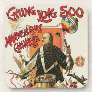 Posavasos Póster Mágico Antiguo, Mago Chung Ling Soo