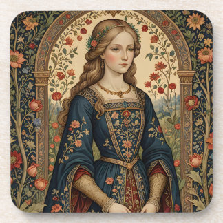 Posavasos Poster Portrait Dame au jardin moyen-âge renaissan