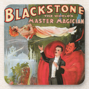 Posavasos Póster vintage de magia, Gran mago Blackstone