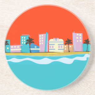 Posavasos Póster vintage de Miami de los años 80