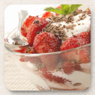 Posavasos Postre de la fresa con el yogur fresco