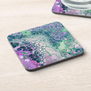 Posavasos Pour acrílica de sirena, resumen colorido de Guay