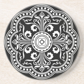 Posavasos Práctico de costa adornado blanco y negro del