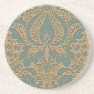 Posavasos Práctico de costa beige verde azulado del damasco