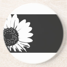Posavasos Práctico de costa blanco y negro del diseño floral