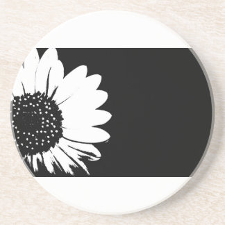 Posavasos Práctico de costa blanco y negro del diseño floral