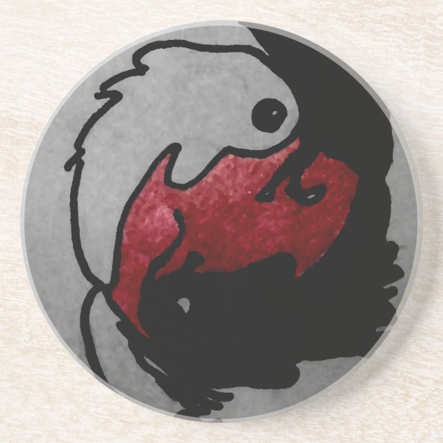 Posavasos Práctico de costa de Koi Ying-Yang del japonés (Frente)